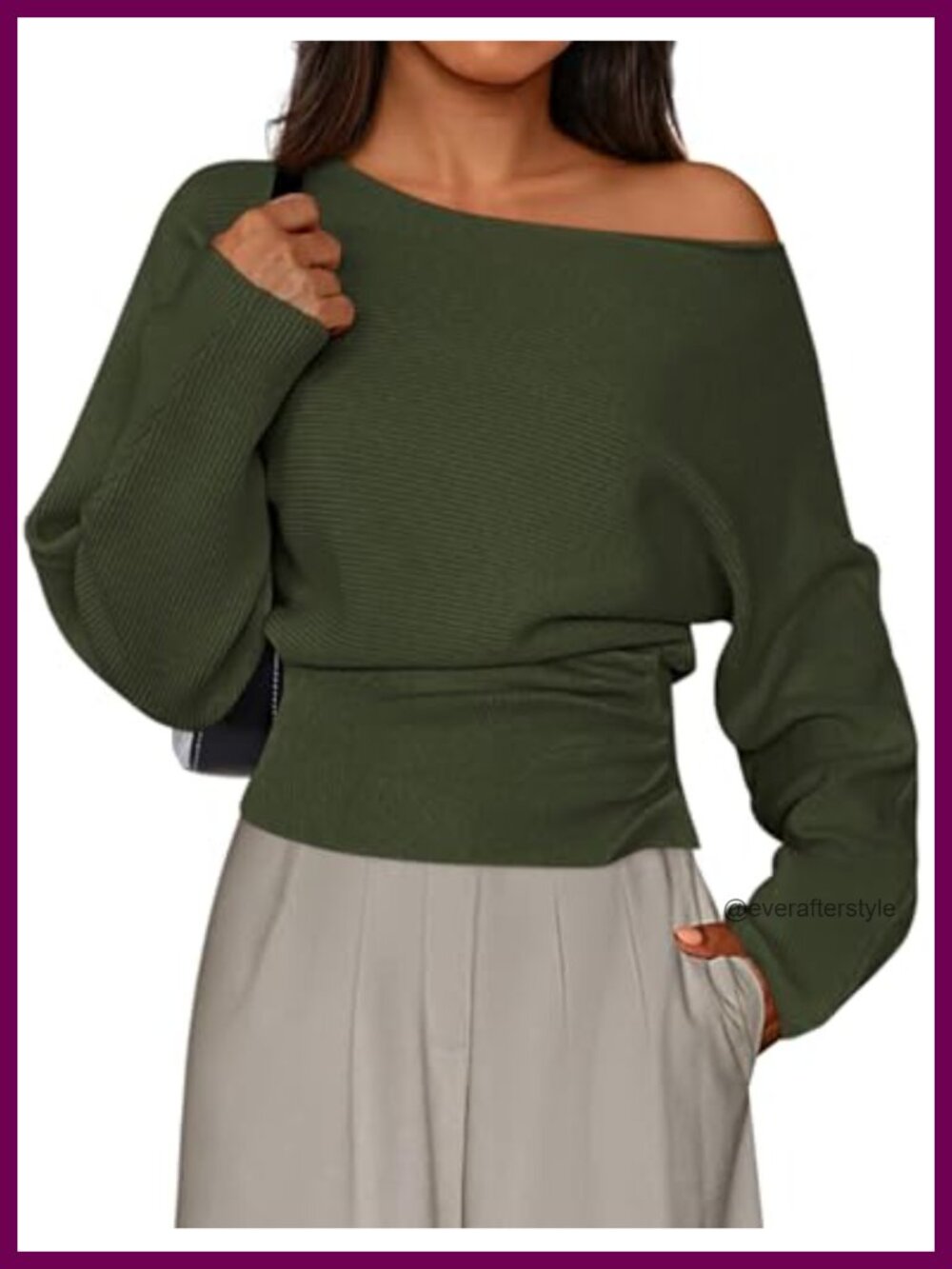 Off the Shoulder Ribbed Knit Pullover Sweater Long Sleeve Fall Going Out Top